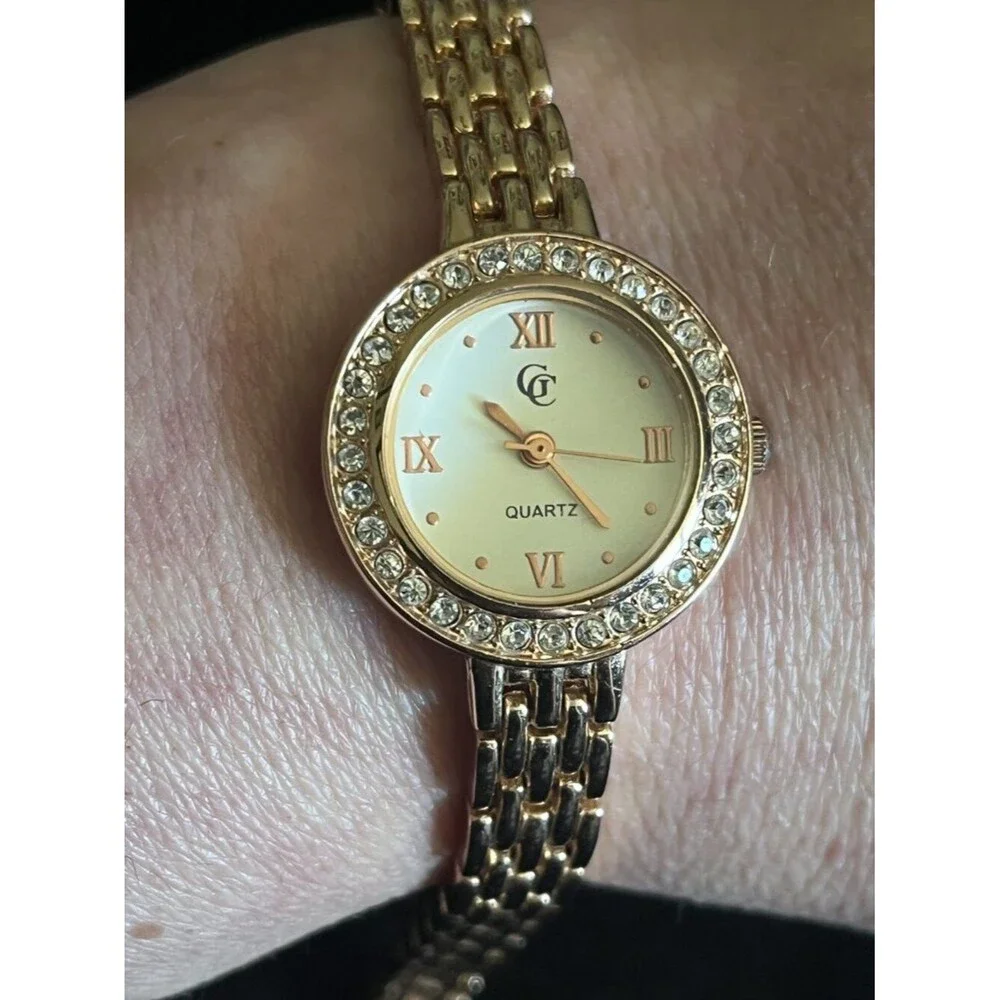 Rose Gold Womens GC Crystal Watch Roman Numeral Dress Watch